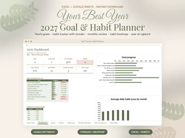 2027 Goal & Habit Planner preview