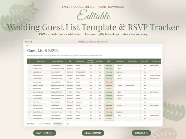 Guest List & RSVP Tracker preview