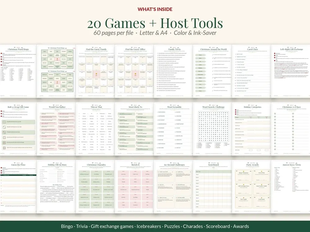 Christmas Party Game Bundle: whats inside