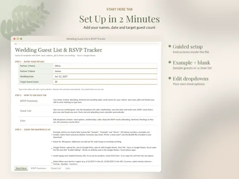 Guest List & RSVP Tracker start here preview