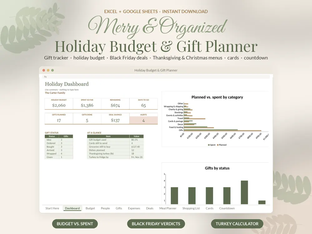Holiday Budget & Gift Planner cover preview