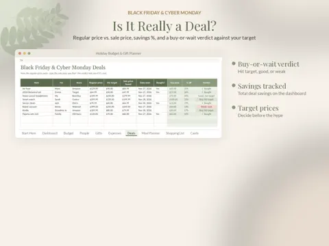 Holiday Budget & Gift Planner black friday deals preview