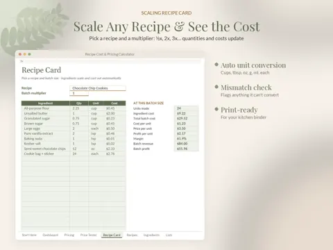 Recipe Cost Calculator recipe card preview