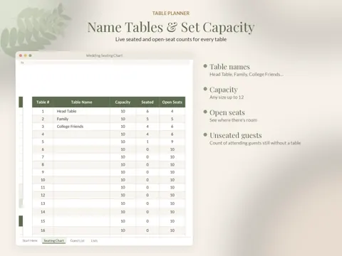 Wedding Seating Chart table planner preview