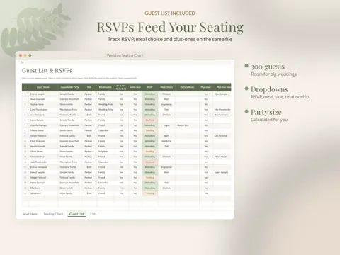 Wedding Seating Chart guest list preview