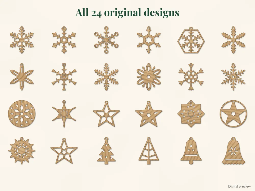 Snowflake & Star Ornament Set: all 24 designs