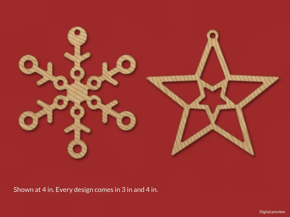 Snowflake & Star Ornament Set: closeup