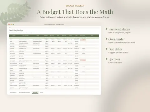 Wedding Budget Spreadsheet budget preview