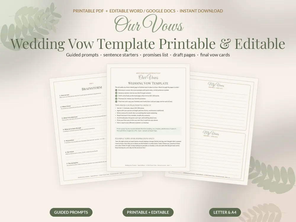 Wedding Vow Template cover preview