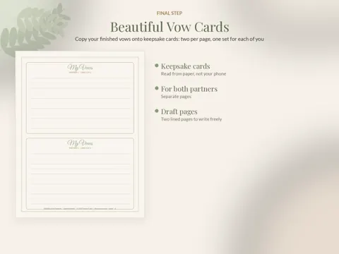 Wedding Vow Template vow cards preview