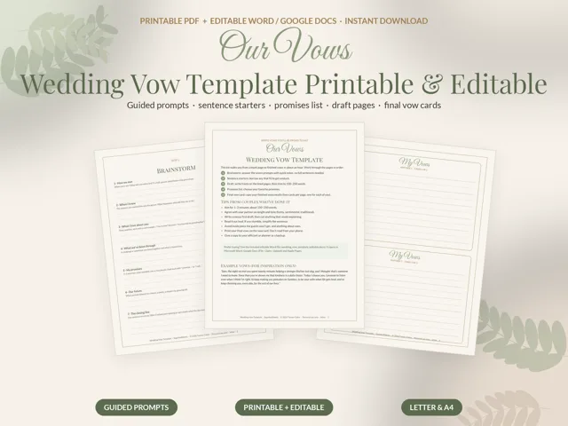Wedding Vow Template preview